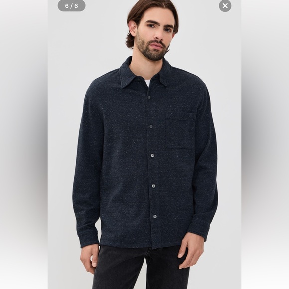 NWOT Madewell Men's Dark Blue Donegal Twill Long Sleeve Button-Up Shirt Medium - Picture 11 of 11